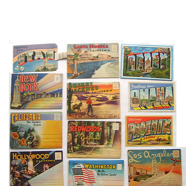 1940s Collection of Graphic State Souvenir Postcards