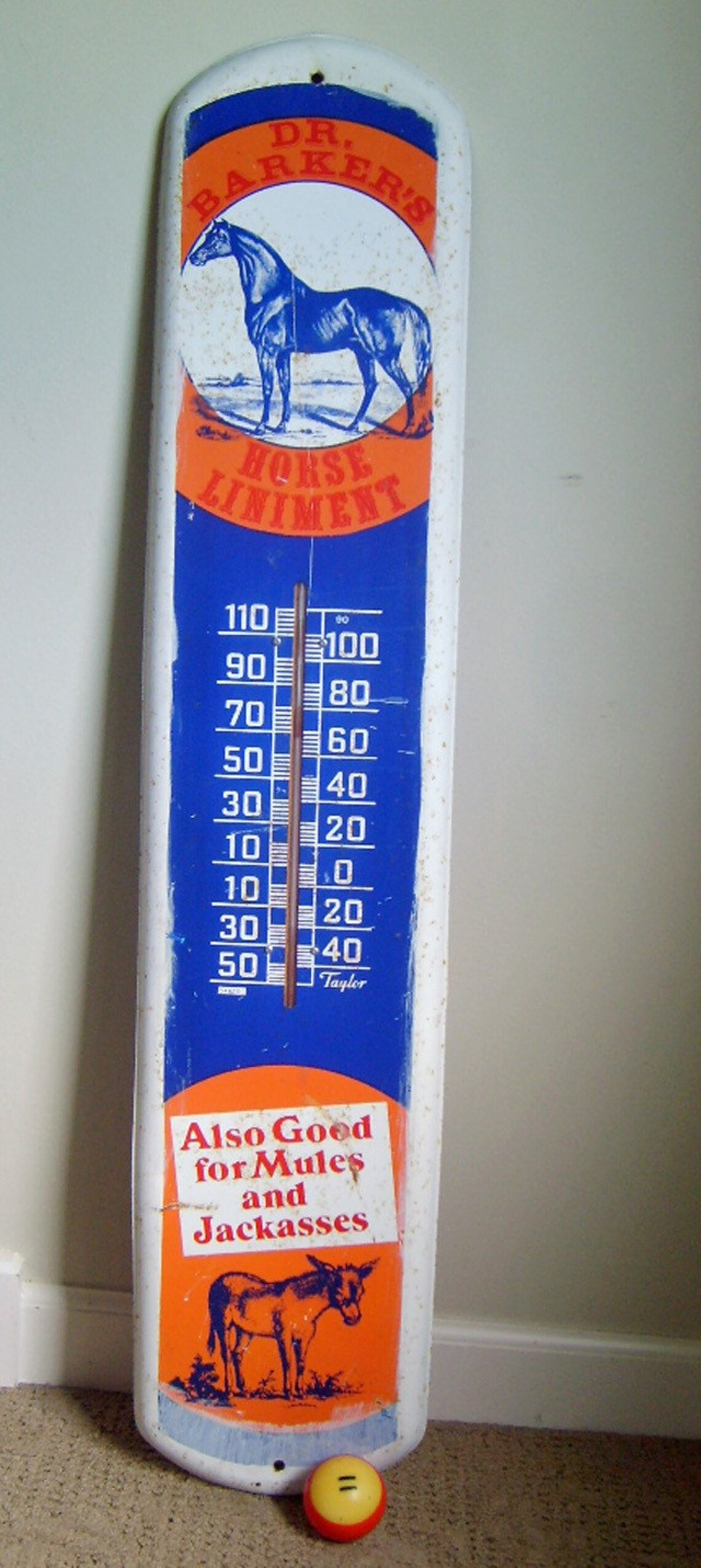 Vintage Metal Dr Barkers Horse Liniment Thermometer Sign Etsy