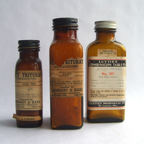 Antique Pharmacy Medicine Bottle Set