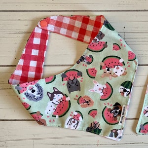 Handmade Watermelon Picnic Reversible Dog Bandana