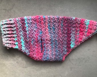 Hand Crotchet Pink Hibiscus Dog Sweater, handmade luxury dog sweater
