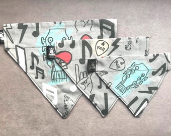 Handmade Over the Collar Rock n’ Roll Dog Bandana