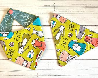 Reversible Dog Bandana | Chartreuse, Teal, Pink, Maroon Cotton Poplin Pet Scarf