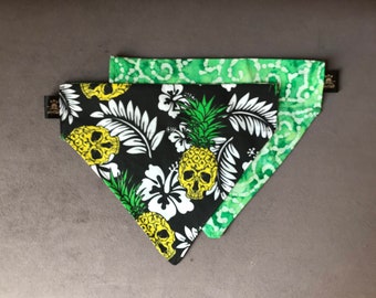 Handmade Pineapple Skull Over the Collar Dog Bandana