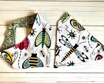 Mid-Century Modern Insect Pet Bandana | Reversible Cotton Dog Cat Scarf