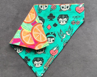 Handmade Rockabilly Skull Over the Collar Dog Bandana
