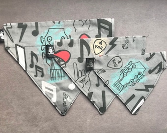 Handmade Over the Collar Rock n’ Roll Dog Bandana