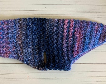 Handmade Crochet Dog Sweater: Luxury  pet gift, blue and pink textured