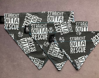 Straight Outta Rescue Over the collar dog or cat bandana