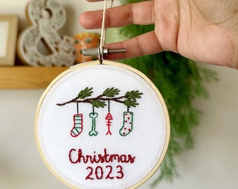 Personalized Christmas Ornament for Baby 2024, Embroidery Ornament, Christmas Stockings