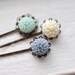 Spring Bridal Bouquet. Floral Bobby Pin Hairpins. Grey Blue Palette