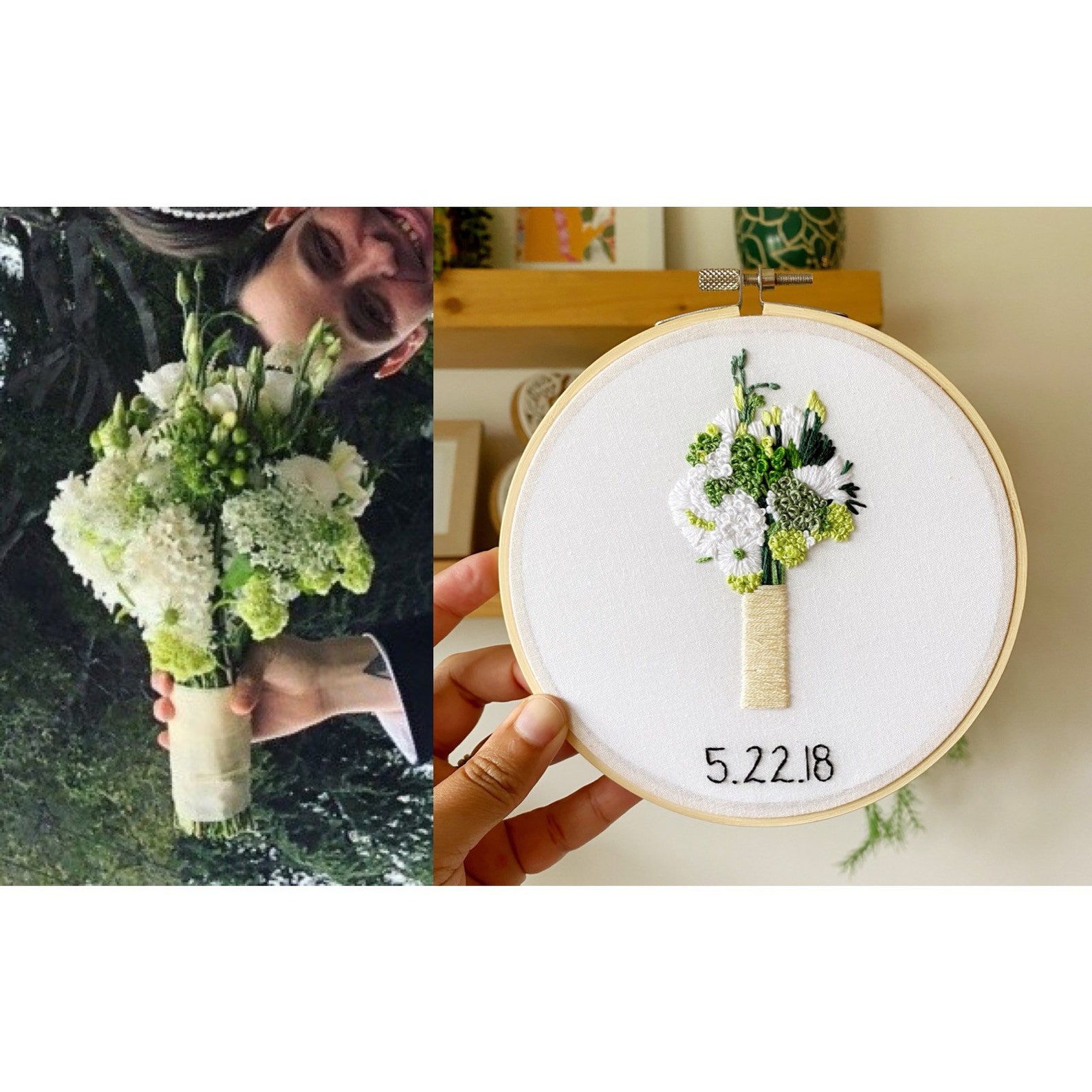 Cotton Second Anniversary Gift. Embroidery Wedding Bouquet Etsy