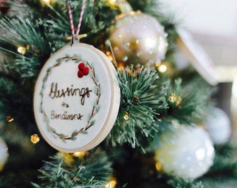 Personalized Ornament, Custom Family Ornament, First Christmas Ornament, heirloom ornaments, embroidery ornament, christmas wreath, kimart