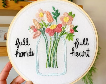 Gift for Mom, Floral Art for Mom, Mothers Day Gift, Hoop Art for Mom, Flower Bouquet Embroidery Art for Mom, Mothers Day Art, KimArt Designs