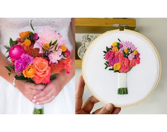 Embroidered Wedding Bouquet Replica, Anniversary Gift for Wife, Embroidered Flowers, Anniversary Gift for Couple AAPI KimArt