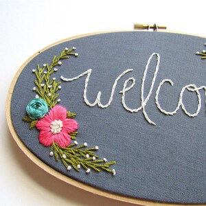 Welcome Sign. Home Sweet Home Sign. Gift for the Hostess. Hostess Gift. Housewarming Gifts. Embroidery Sign. Entryway Decor by KimArt image 3