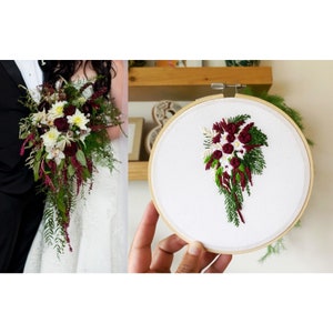 12th Linen Anniversary Gift, Hand Embroidered Wedding Bouquet Preservation, Bridal Bouquet Replica Bild 9