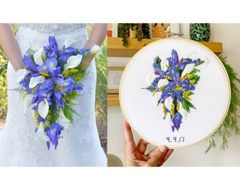 4th Wedding Anniversary Gift, Embroidered Wedding Bouquet Replica, Personalized Gift for Wife, Linen Gifts for Anniversary by KimArt
