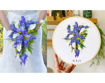 4th Wedding Anniversary Gift, Embroidered Wedding Bouquet Replica, Personalized Gift for Wife, Linen Gifts for Anniversary by KimArt