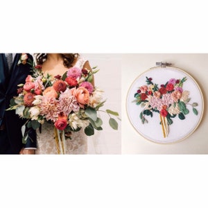 12th Linen Anniversary Gift, Hand Embroidered Wedding Bouquet Preservation, Bridal Bouquet Replica Bild 4