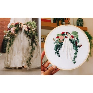 12th Linen Anniversary Gift, Hand Embroidered Wedding Bouquet Preservation, Bridal Bouquet Replica Bild 3