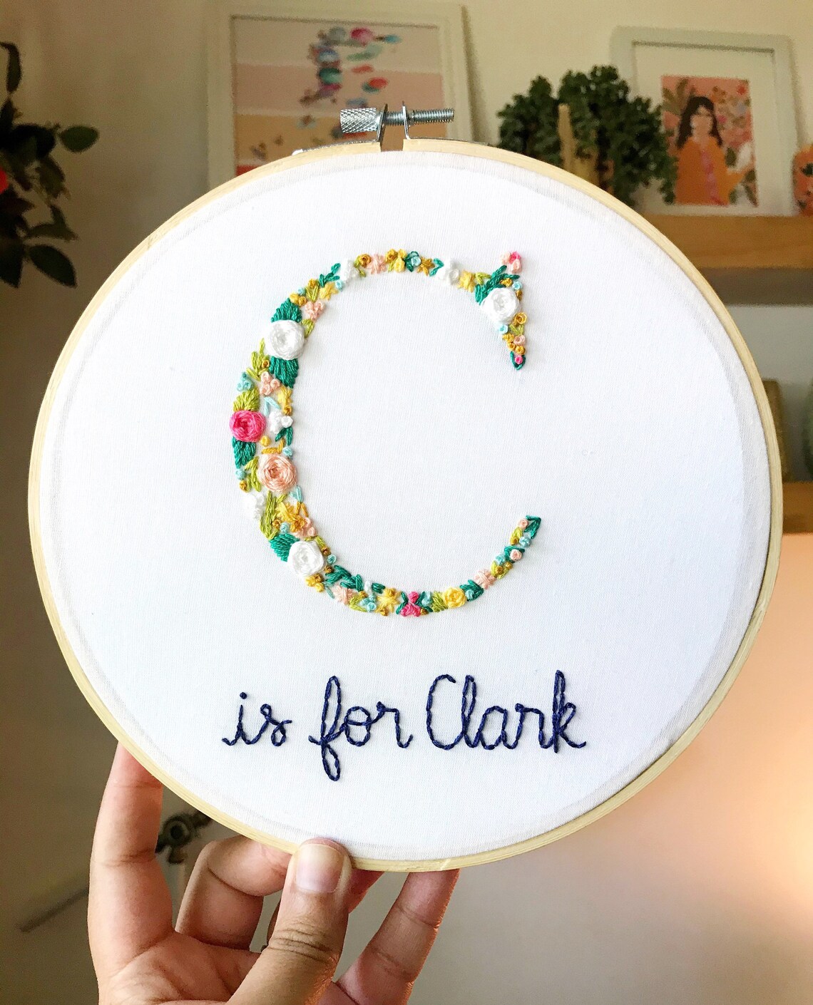 Monogram Wall Decor Floral Monogram Nursery Art. Baby Shower Etsy