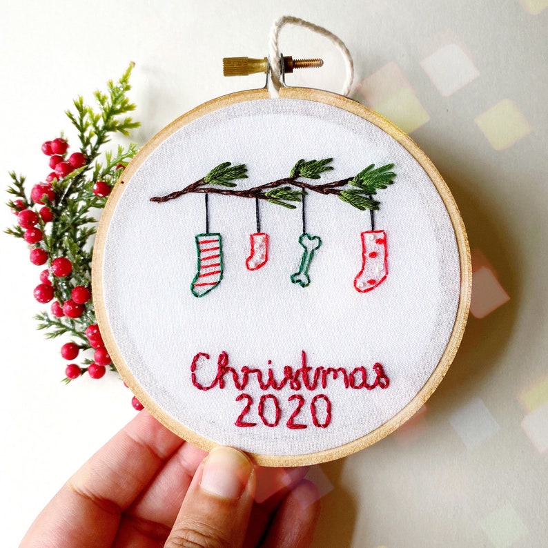 Décoration de Noël personnalisée pour bébé 2024, décoration de broderie, bas de Noël image 5