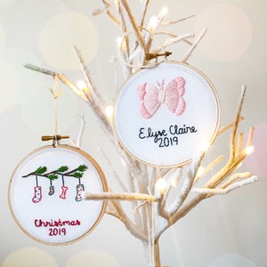 Décoration de Noël personnalisée pour bébé 2024, décoration de broderie, bas de Noël image 8