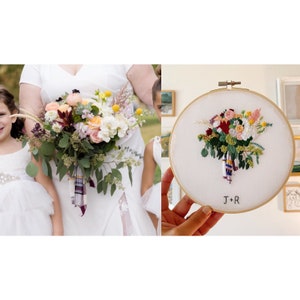 12th Linen Anniversary Gift, Hand Embroidered Wedding Bouquet Preservation, Bridal Bouquet Replica Bild 5