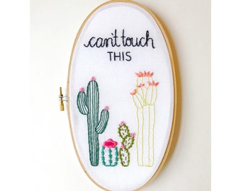 Cactus Wall Art. Succulent Wall Art. Cacti Embroidery. Cactus Embroidery Hoop. Gift for Her. Funny Embroidery, Arizona Desert. Cactus Lover.