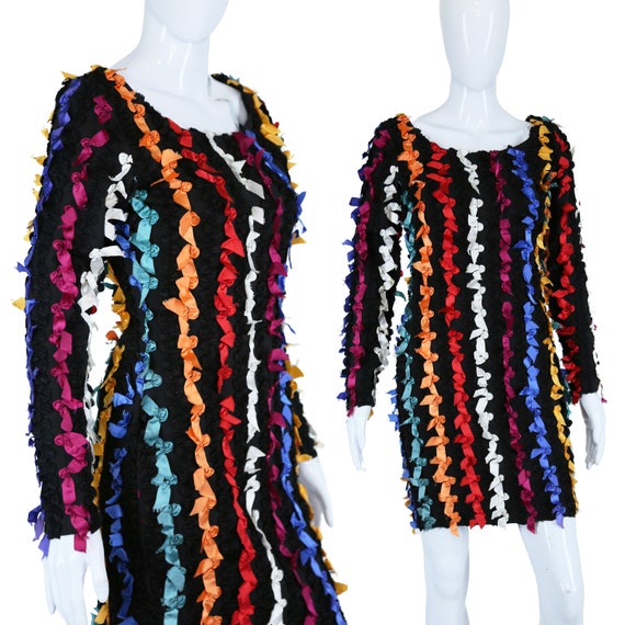 Betsey Johnson Ribbon Rag BodyCon Dress Punk Label