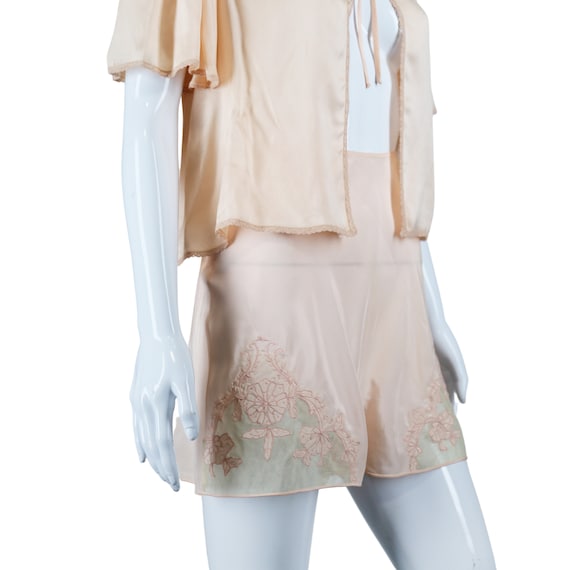 Silk and Mesh Embroidered Tap Pants 30s Blush Tap