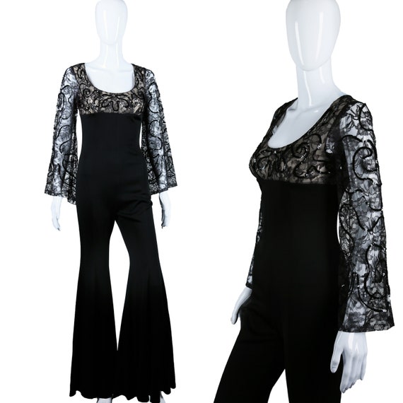 bell bottom sequin jumpsuit