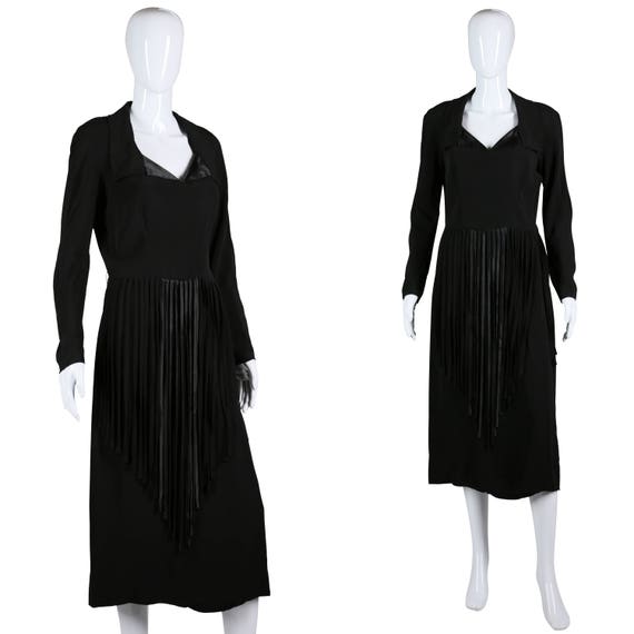 40s Fringe Dress 1940s Rayon Dress Black Cocktail