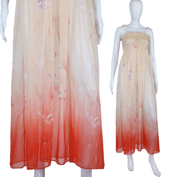 Nan Duskin Ethereal Dip Dye Smocked Maxi Dress + T