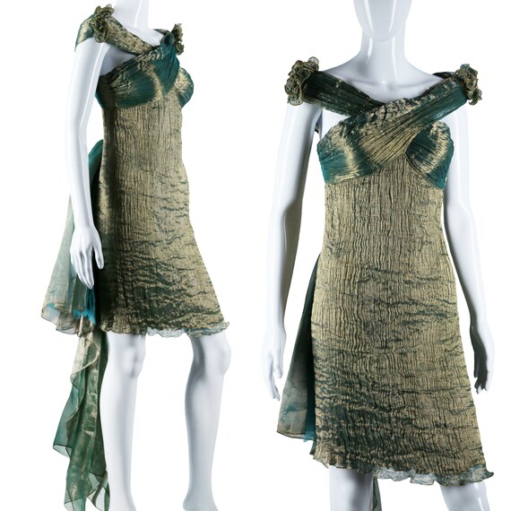 Iridescent Micro-Pleat Dress + Detachable Bustle 8