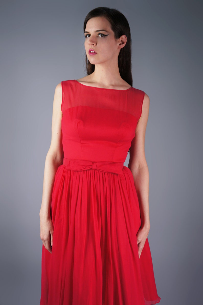60s Hot Pink Emma Domb Dress Chiffon Illusion Bombshell Dress | Etsy