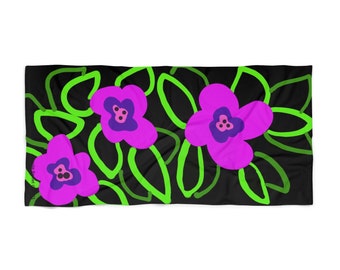 Colorful Flower Large Beach Towel