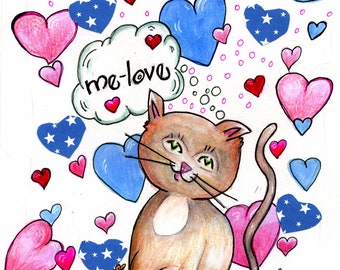 Greeting Card Cute Cat Valentine Day