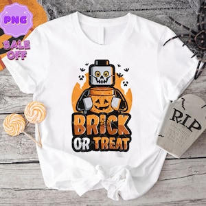  Halloween Building Brick Head Pumpkin Ghost Zombie Friends T- Shirt : Clothing, Shoes & Jewelry