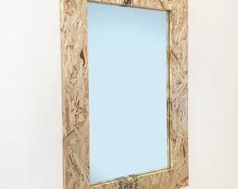 Mirror OSB Wood, 22" x 34" with Black Grade Stamp, Modern Wall Hanging, Custom Sizes Available