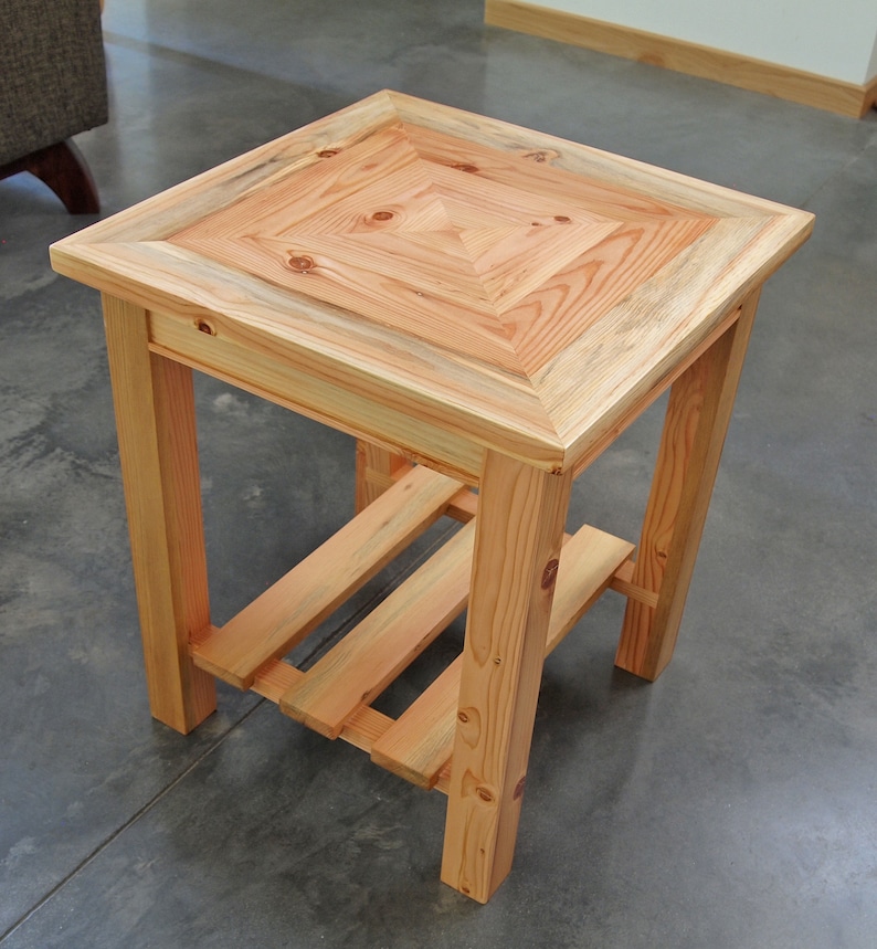 End Table, 18 Sq. x 21 High, Salvaged Wood Furniture, Chair Side or Bedside Wooden Table, Custom Sizes image 1