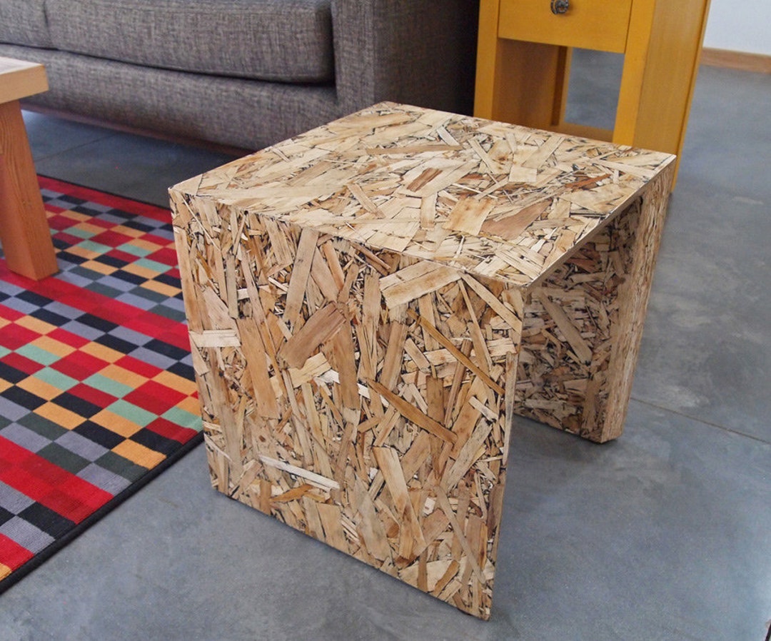Arch Stool, 17 Cube, Modern OSB Furniture With Black Accents, Chair