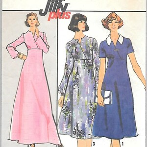 1970s Simplicity 8257 Unique Front Closing High Waisted Dress in Two Lengths Vintage Sewing Pattern Half-Size 14 Jiffy