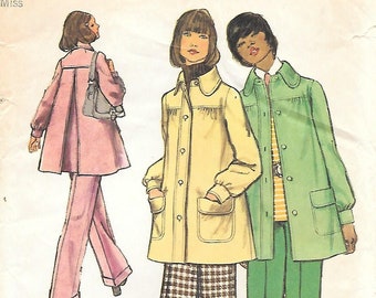 1970s Simplicity 5411 Smock Jacket and Wide Leg Pants Vintage Sewing Pattern Size 10 Bust 32 1/2 UNCUT