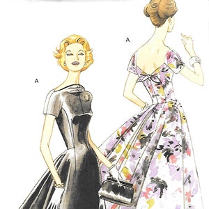 Reissue 1956 Design Dress Vogue 1084 Low Back Cocktail Dress Sewing Pattern Size 6 to 12 Bust 30 1/2 to 34 UNCUT