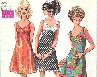 1960s Simplicity 7988 Sleeveless Bra Dress Vintage Sewing Pattern Size 12 Bust 34 Summer Dress