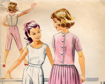 1960s McCalls 5384 Girls Skirt Blouse Jacket Pants and Shorts Vintage Sewing Pattern Size 8 Helen Lee