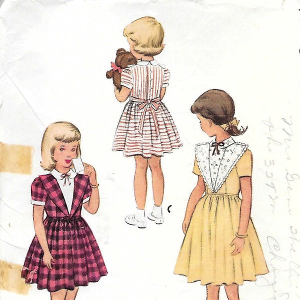 Close Out/ BOGO 1950s McCall 8361 Childs Dress with Puffed Sleeves and Revers Vintage Sewing Pattern Size 4 Missing Instructions