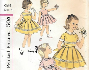 Patrón de costura vintage para vestido infantil Simplicity 3375 de los años 60, con falda plisada y chaqueta, talla 4, pecho 23, sin cortar, sin mangas